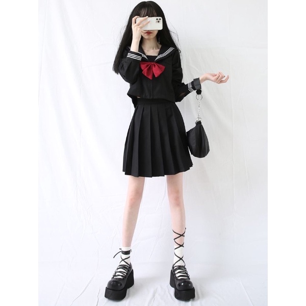 Giày lolita lỗ xỏ cột dây phong cách nữ sinh Nhật Bản Juice Park đế cao 7,5cm FOOTMADE