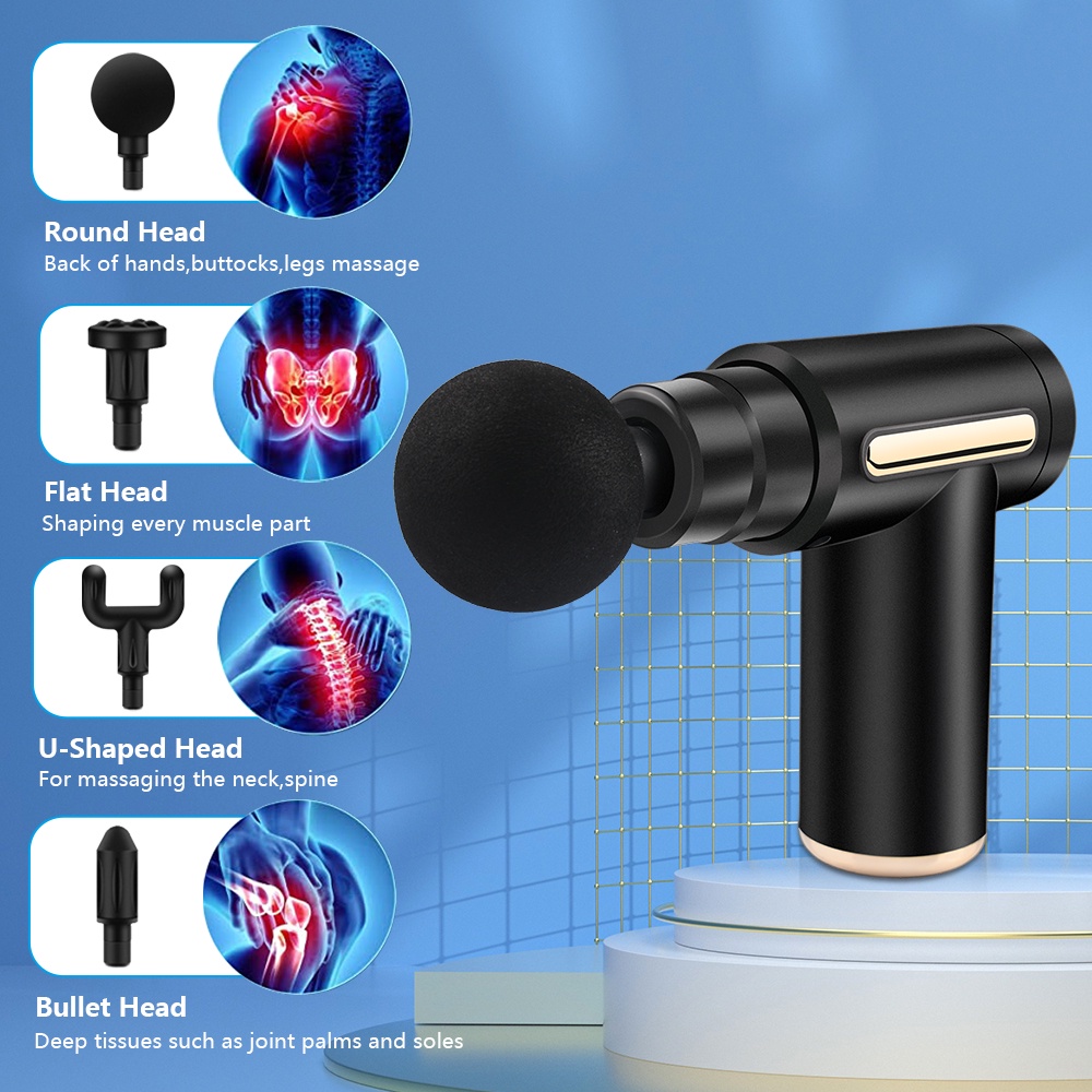 Máy massage cầm tay mini đấm lưng mát xa trị liệu cổ vai gáy 4 đầu 6 chế độ - BB KID SHOP