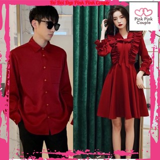 Đồ đôi nam nữ đẹp đi tiệc, đi chơi, đi biển, chụp hình cưới : bao gồm áo + váy sơ mi Hàn Quốc dáng dài