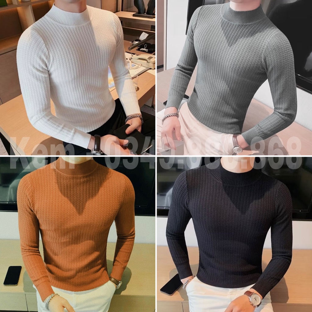 Áo Len Tăm Cổ 3 Phân Nam, Chất Len Lông Thỏ