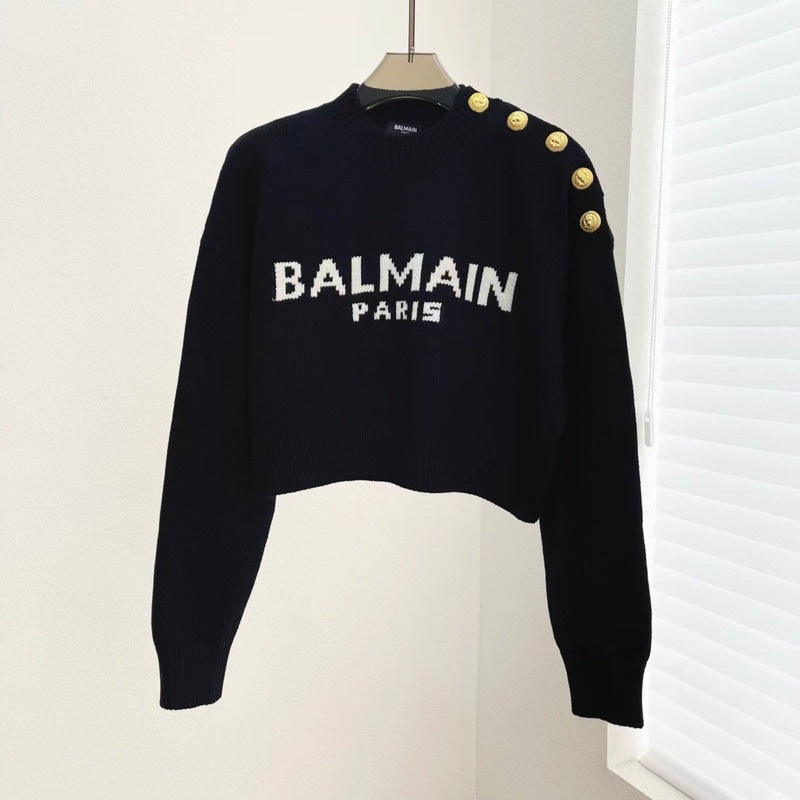 Áo len nữ mùa đông dáng ngắn phối đồ xinh Balmain Barr cao cấp