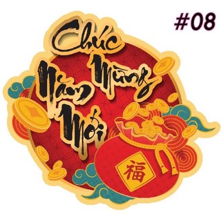6 Tem decal dán tết 8.5x8.5cm nhiều mẫu
