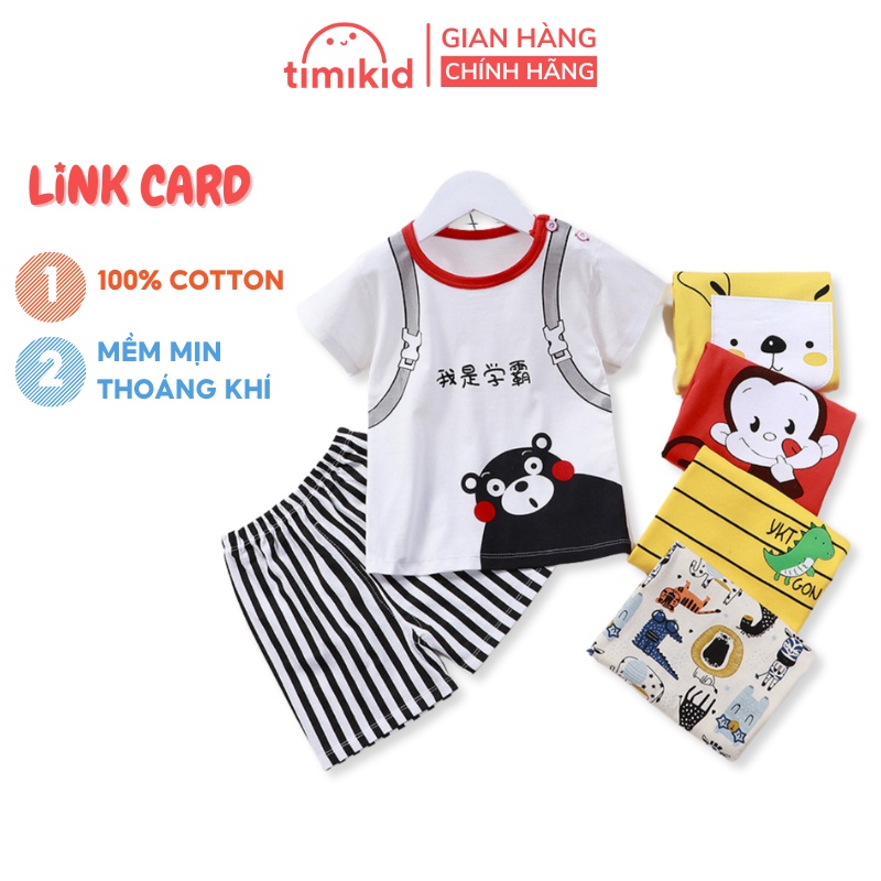 Bộ Thun Cộc Tay Cho Bé Trai Link Card - Chất Cotton Mềm Mịn, Thoáng Khí - Timikid