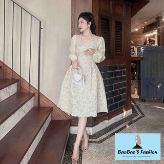 Đầm gấm trắng dáng xoè xinh xắn nữ tính