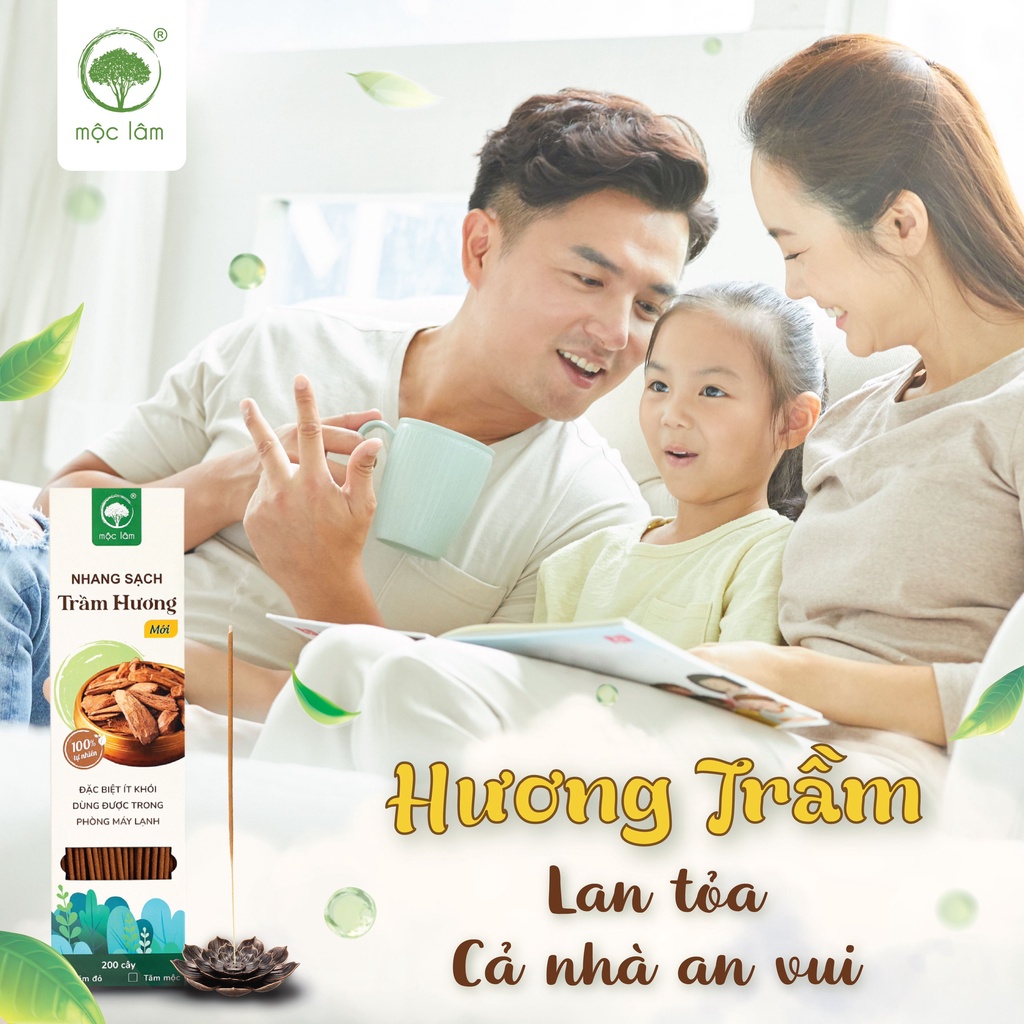 Nhang Trầm Hương MỘC LÂM 29cm 500cây, Nhang Sạch Ít Khói Ít Tàn, Hương Thơm Dịu Nhẹ, Nhang Phòng Máy Lạnh