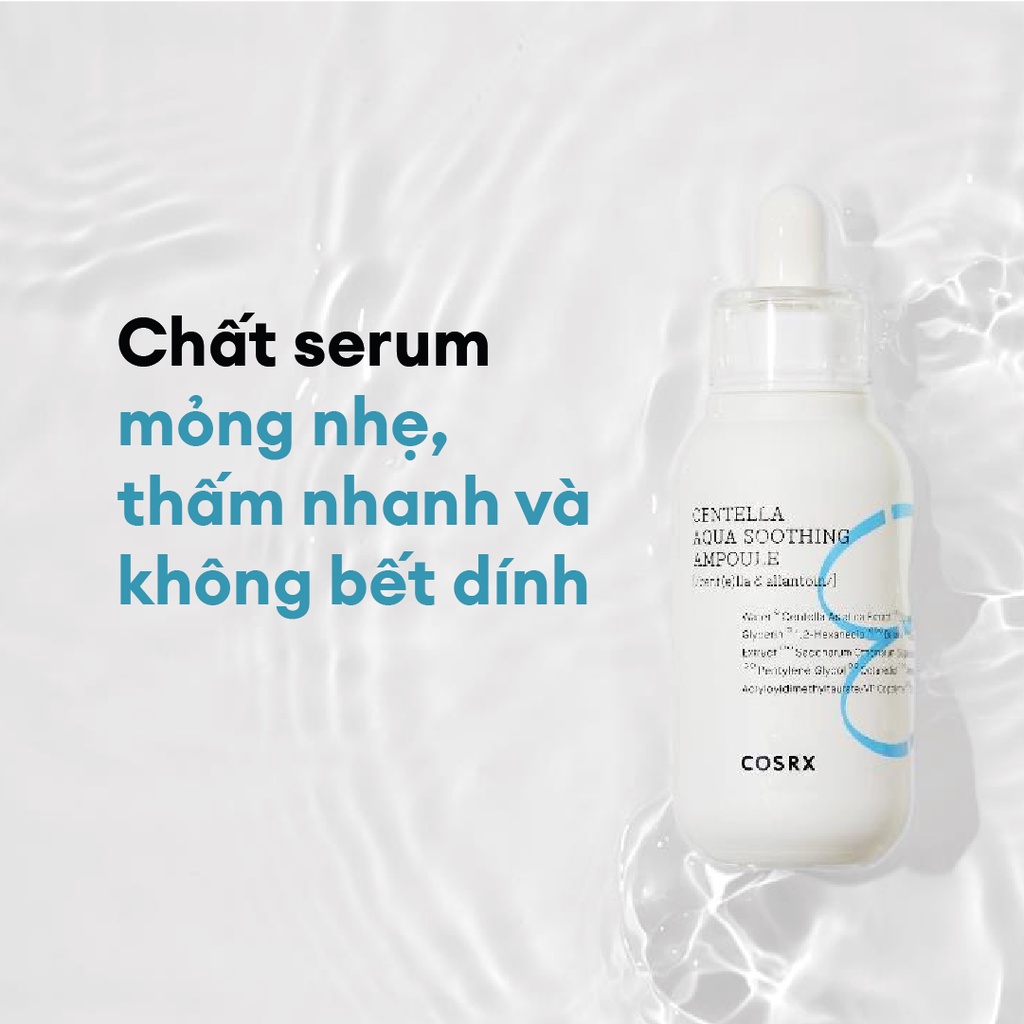 Tinh Chất Cấp Nước Và Dịu Da (Rau Má, B5) COSRX Hydrium Centella Aqua Soothing Ampoule 40ml