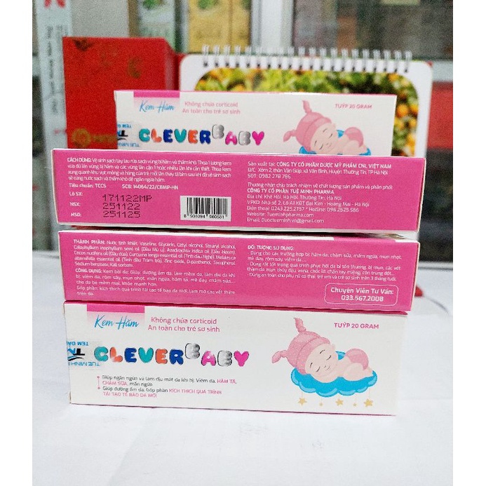 Kem Hăm CLEVER Baby  Dưỡng Ẩm Giảm Mẩn Ngứa Viêm Da Hăm Tã Chàm Sữa Tuyb 20g