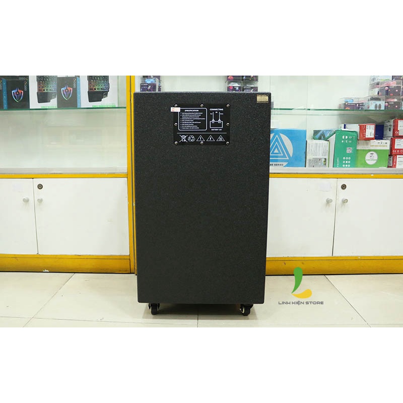 Loa kéo Prosing W15 Super 10 - Loa di động thùng gỗ công suất cực đại 800W kèm micro không dây hát karaoke chống hú