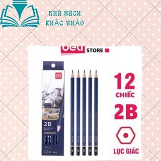 Hộp 12 bút chì phác thảo chuyên nghiệp Deli 2B - Vẽ tranh mỹ thuật họa chân dung- S999