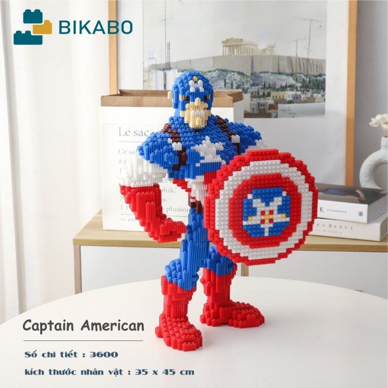 [ Hot] Mô hình lắp ráp marvel siêu nhân đội trưởng mỹ, hulk, spiderman