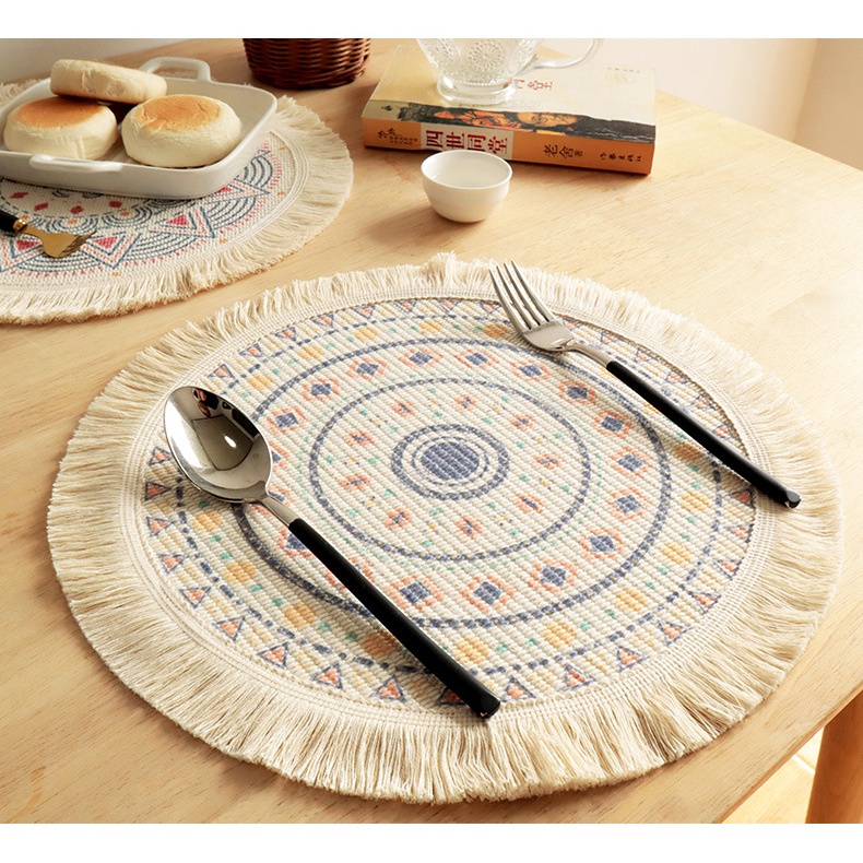 THẢM CÓI TRÒN phụ kiện trang trí chụp ảnh sản phẩm. Tấm lót cách nhiệt thảm lục bình decor bàn ăn, bình hoa