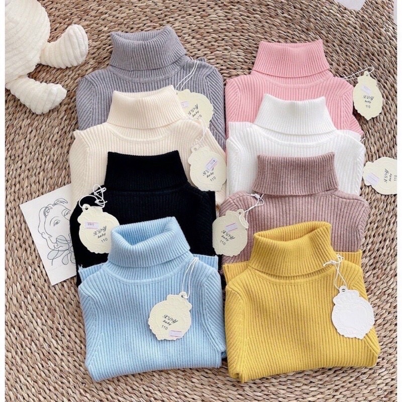 Áo len tăm cao cổ cho bé gái