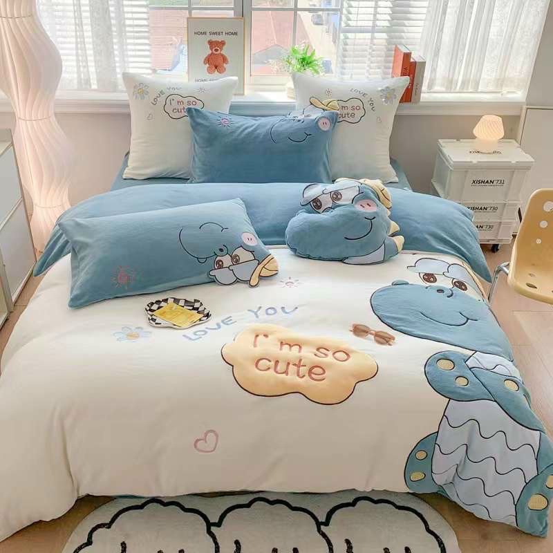 Tổng hợp set ga nỉ nhung IGUN BEDDING cao cấp kèm gối decor