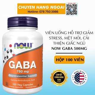 Viên uống hỗ trợ giảm stress, mệt mỏi, cải thiện giấc ngủ now gaba 500mg 100 viên