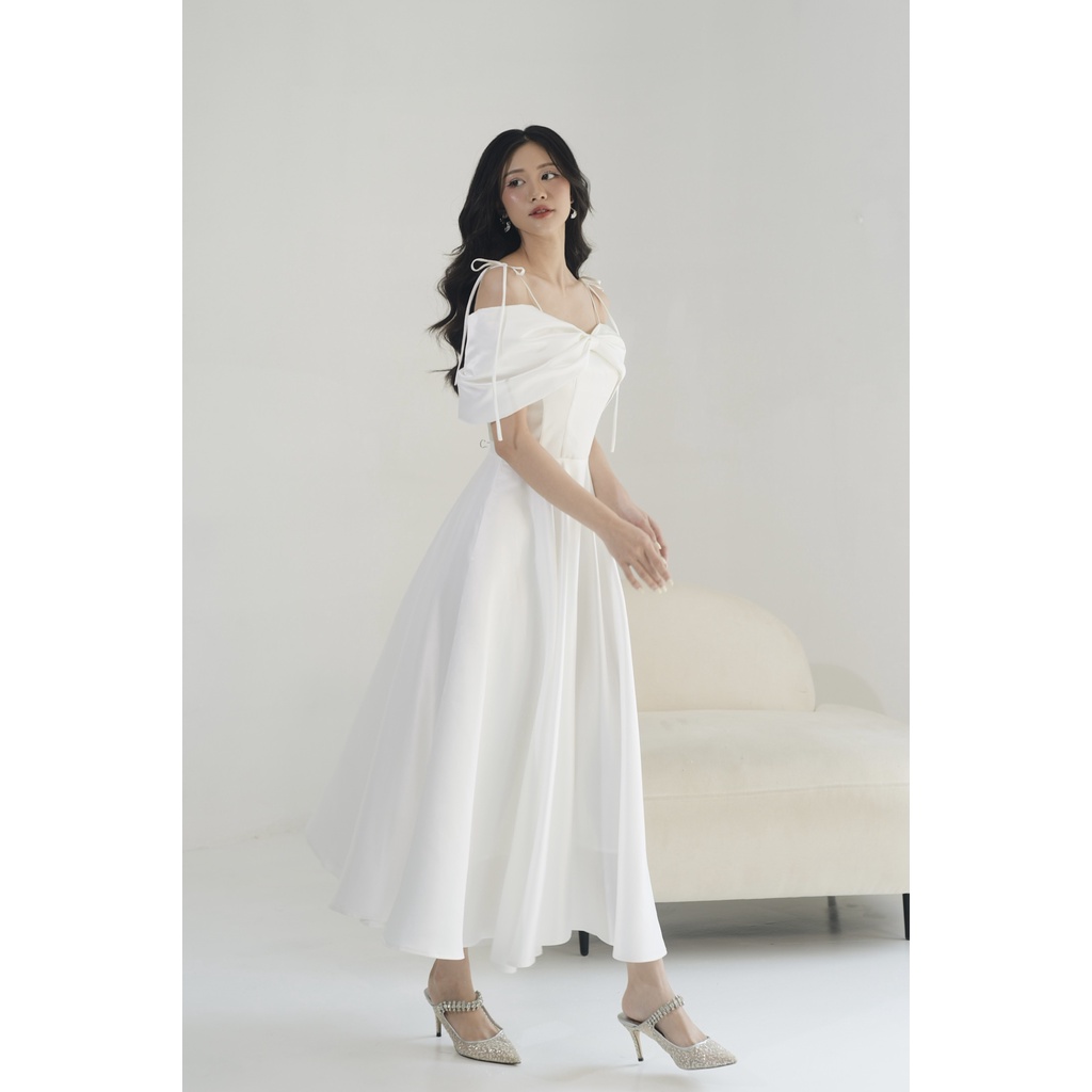 Váy Trắng Zury Dress Vài Taj Dự Tiệc Tiểu Thư Tafta Tay Phồng, Váy tiểu thư, công chúa trắng_mai.ni.chi