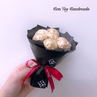 Bó hoa kẹo Socola mini tròn 7 viên cao 15cm