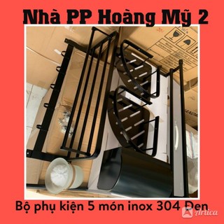 Bộ phụ kiện 5 món phòng tắm - Bộ phụ kiện phòng vệ sinh inox phủ nano đen