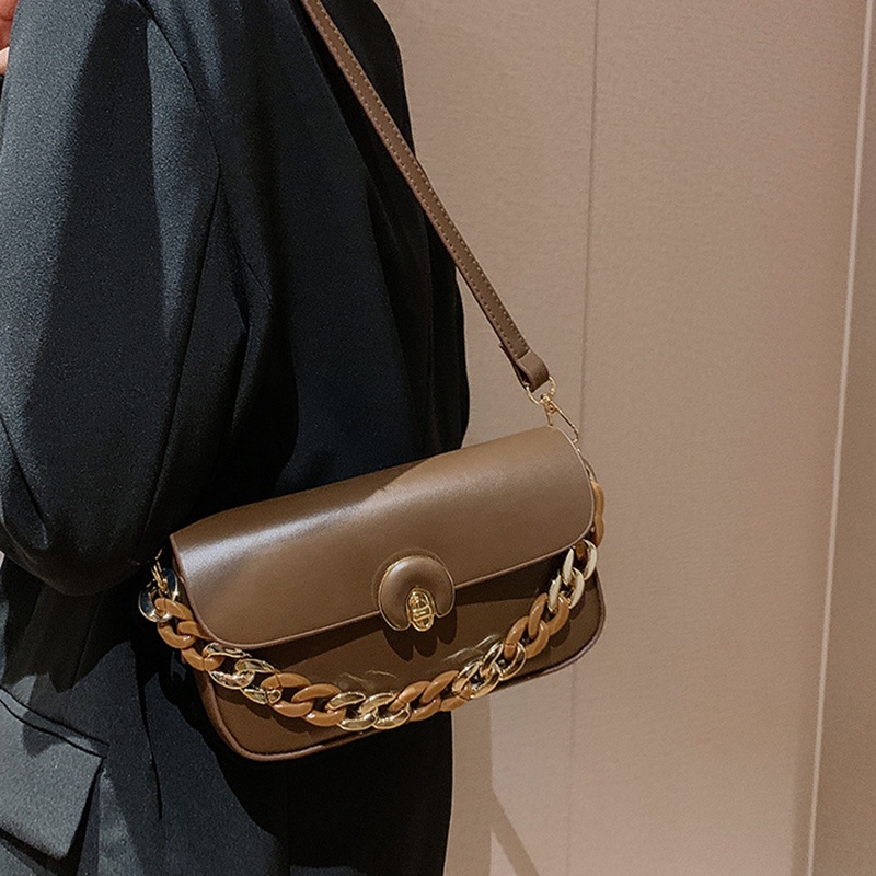 Túi Đeo Chéo Bằng acrylic Màu Nâu Phong Cách retro Thời Trang Cho Nữ