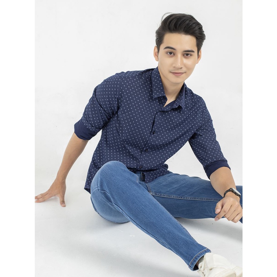 Áo sơ mi dài tay nam Aristino sợi tre from ôm không túi  ALS17409