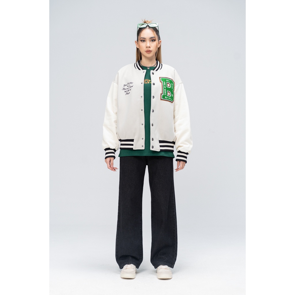 Áo Khoác Unisex BOO Varsity Phối Tay Nhung