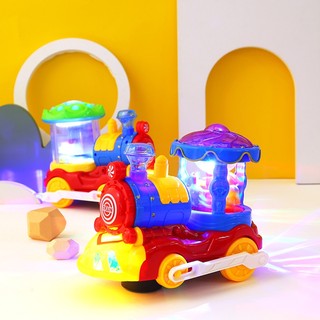 Đồ Chơi đoàn tàu hỏa Có Đèn led và Nhạc di chuyển Vui Nhộn Cho Bé, Đồ chơi trẻ em Sóc Nâu