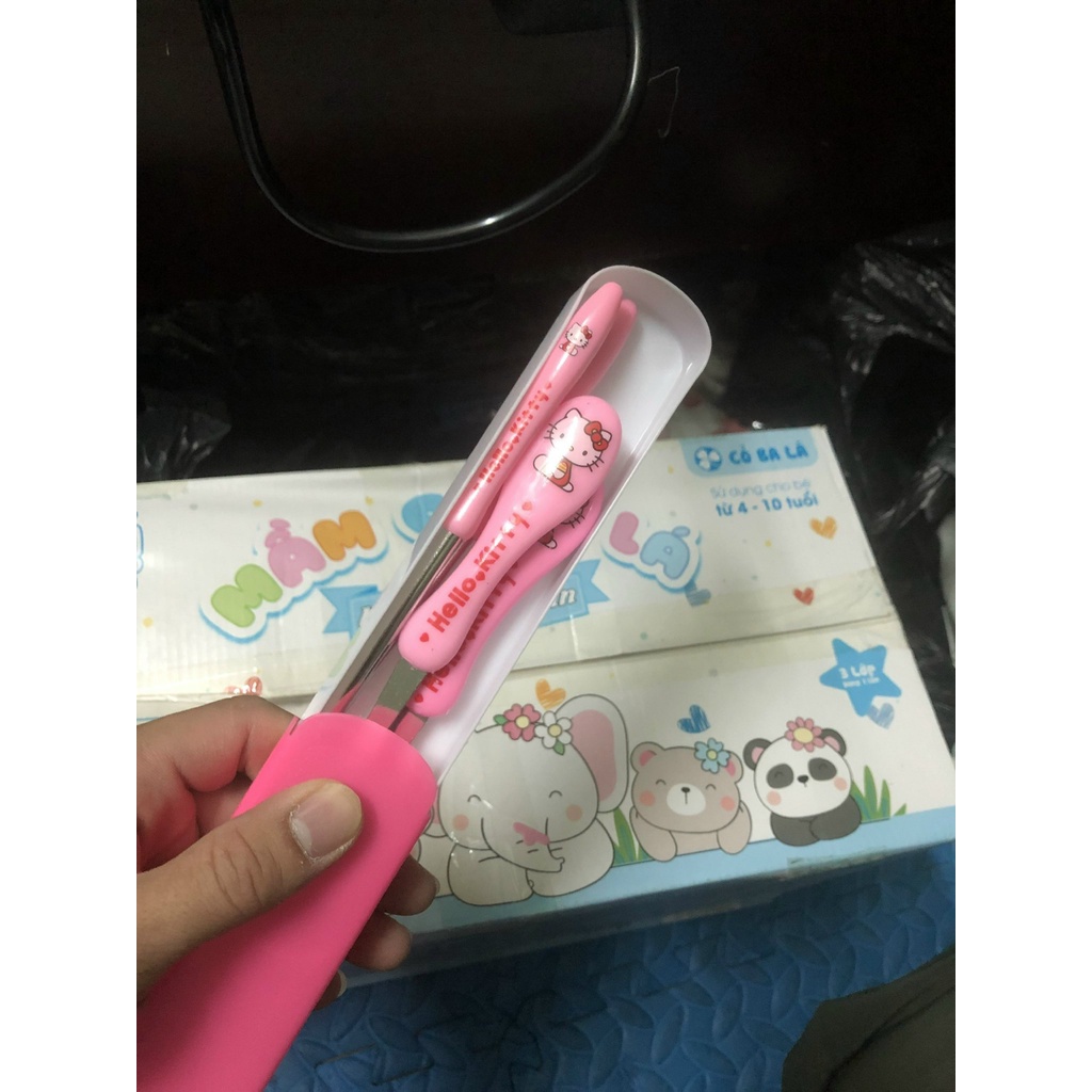 Hộp thìa dĩa 3 chi tiết inox cao cấp cho bé