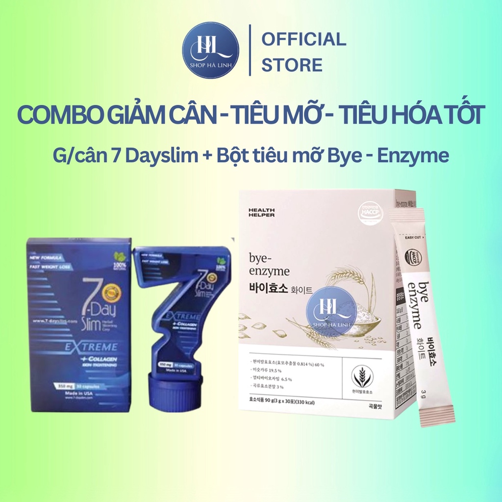 Combo 7 Dayslim -Viên Uống Giảm Cân (30 Viên) - Bột Giảm Mỡ Hỗ Trợ Tiêu Hóa Bye-Enzyme Health Helper Hàn Quốc