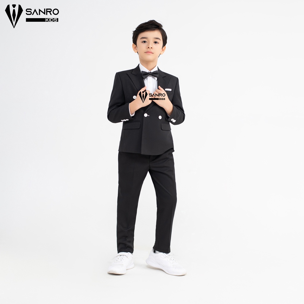 Bộ vest bé trai thiết kế màu đen 4 cúc