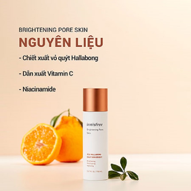 Nước hoa hồng quýt Innisfree Brightening Pore Skin 150ml