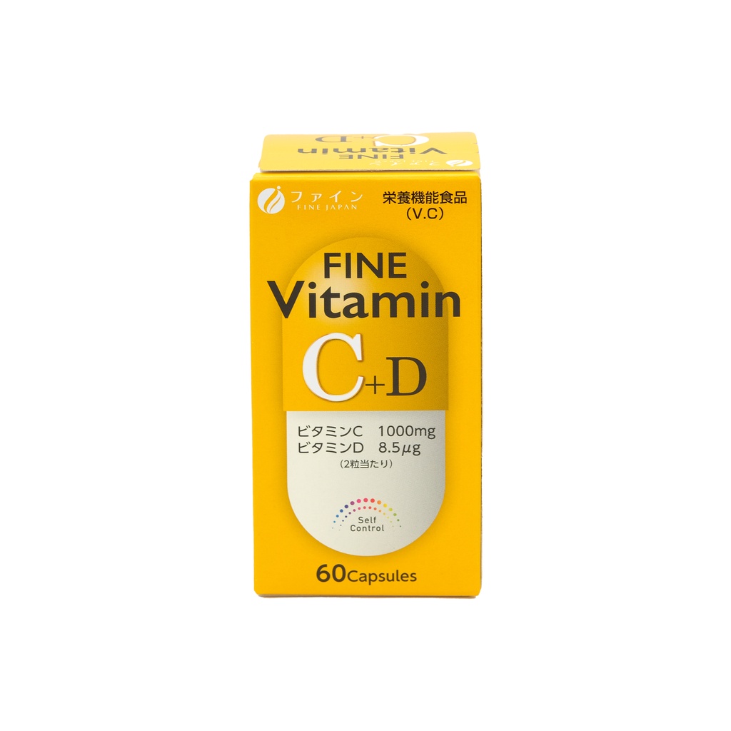 Viên Uống Bổ Sung Vitamin C, D, Ngừa Suy Nhược - Fine Japan Vitamin C D Hộp 60 Viên