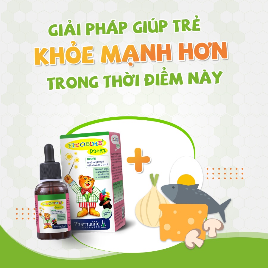 Vitamin FITOBIMBI D3+K2 Dạng Nhỏ Giọt Dễ Dùng, Giúp Bé Tăng Chiều Cao, Xương Chắc Khỏe Chai 30ml