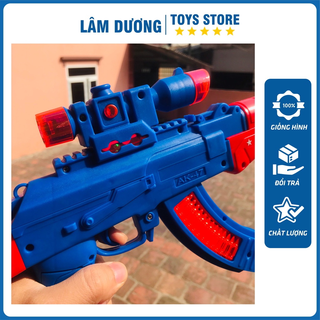 Súng nhựa chạy pin AK 47 xanh capital phát đèn nhạc cho bé trai đồ chơi trẻ em LÂM DƯƠNG TOYS