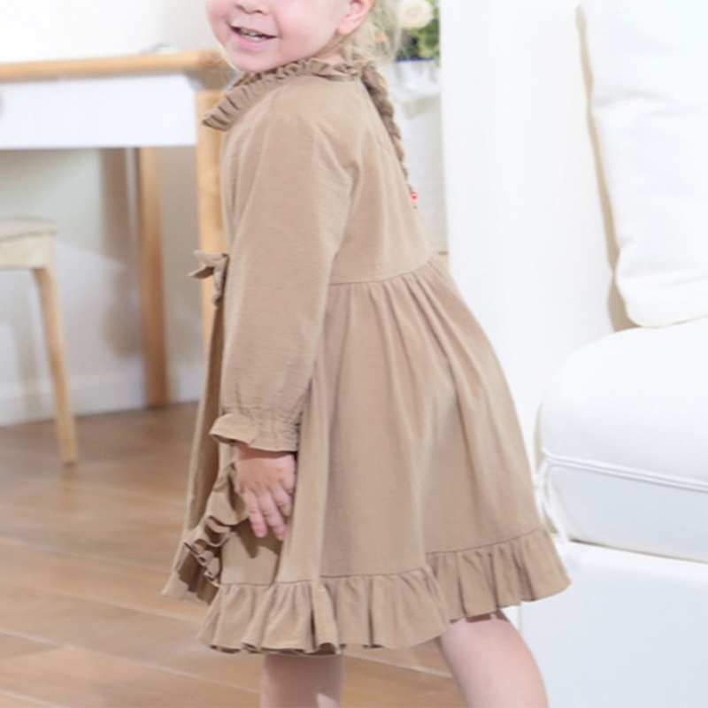 Đầm Cotton Lanh Tay Dài Thân Thiện Với Da Dành Cho Bé Gái 2-6 Tuổi