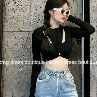 Sét 2 món áo dây lưới bo eo và áo thun mix cực sang chảnh