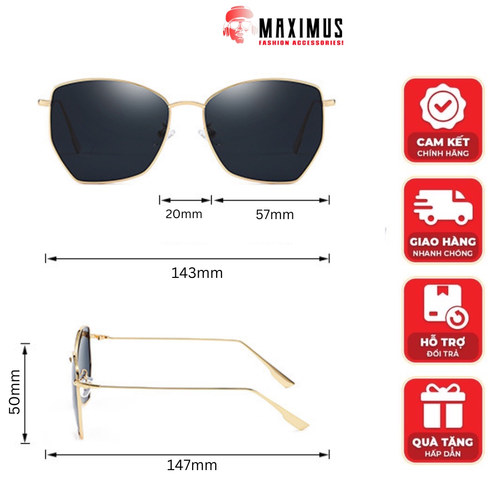 Kính mát thời trang mắt kính chống ánh sáng xanh gọng kim loại cao cấp