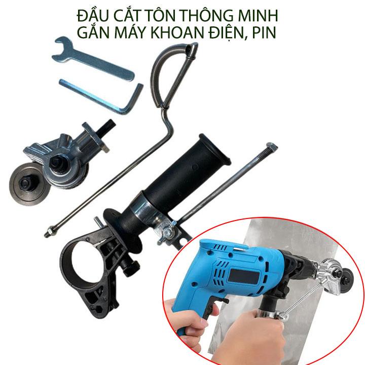 Đầu chuyển đổi cắt tôn thế hệ mới, biến máy khoan vít điện 220V, khoan pin thành máy cắt tôn