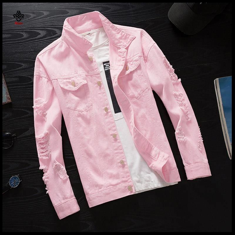 Ch t l ng cao a 'o khoa' c jean nam Áo Khoác Denim Màu Hồng Phong Cách Hàn Quốc Thời Thượng Trẻ Trung Giản Dị Vừa Vặn Cho Cặp Đôi