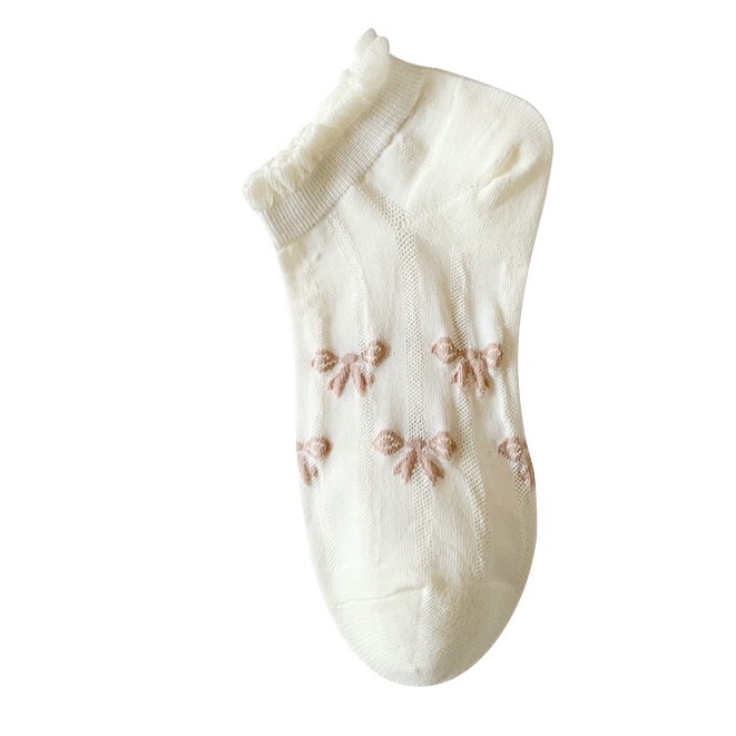 Tất cotton FHYLmàu trắng mỏng màu trơn đa dạng kiểu dáng đáng yêu thoải mái mùa hè phong cách Lolita