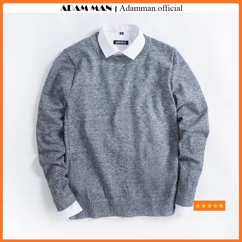 Áo len nam cổ tròn vân trơn phối đồ Hàn Quốc phong cách trẻ trung, cá tính - ADAM MAN