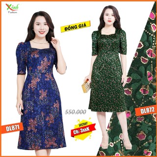 Đầm Saphia Gấm Âu Cao Cấp Co Giãn 4 Chiều DL871-872