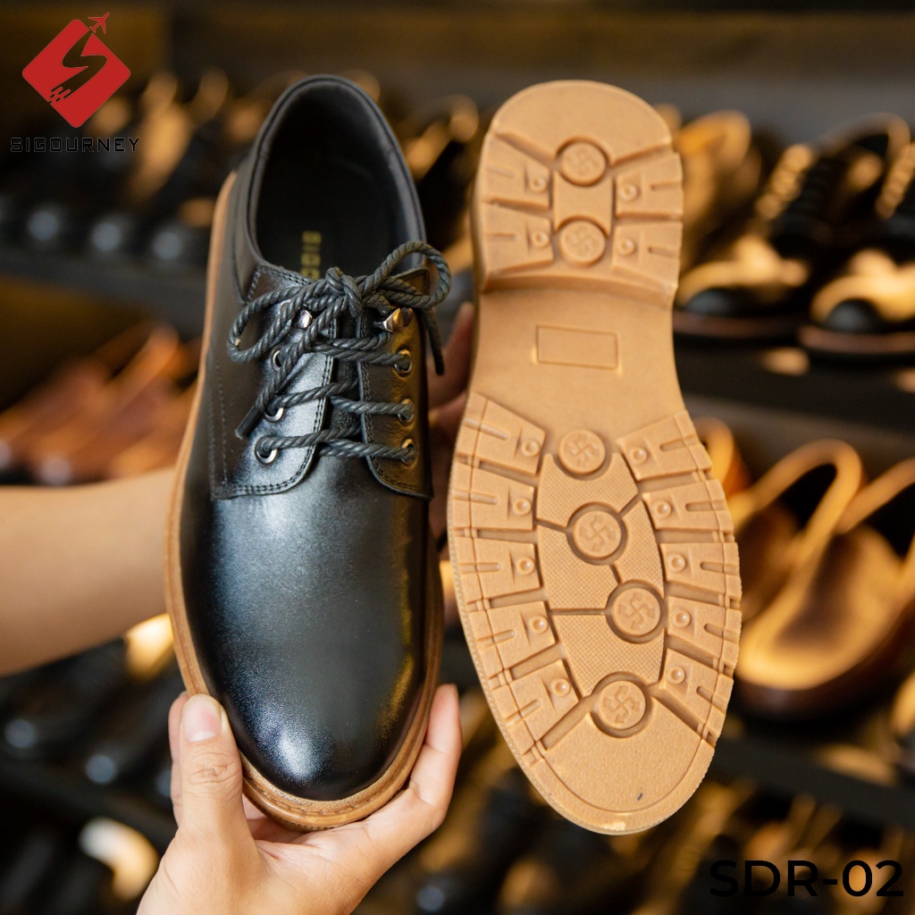 Giày đốc nam da bò cao cấp nhập khẩu SIGOURNEY màu đen SDR02 bảo hành 18 tháng