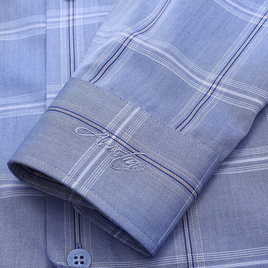 Áo sơ mi nam dài tay ARISTINO ALS43102 Somi công sở cao cấp màu xanh kẻ dệt vải sợi tre dáng ôm tà lượn không túi