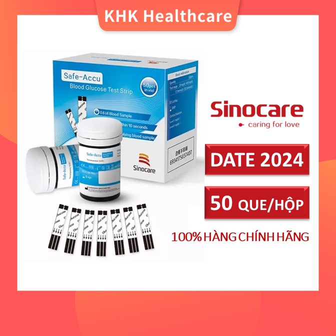 100/50 Que thử Đường Huyết Sinocare Safe Accu