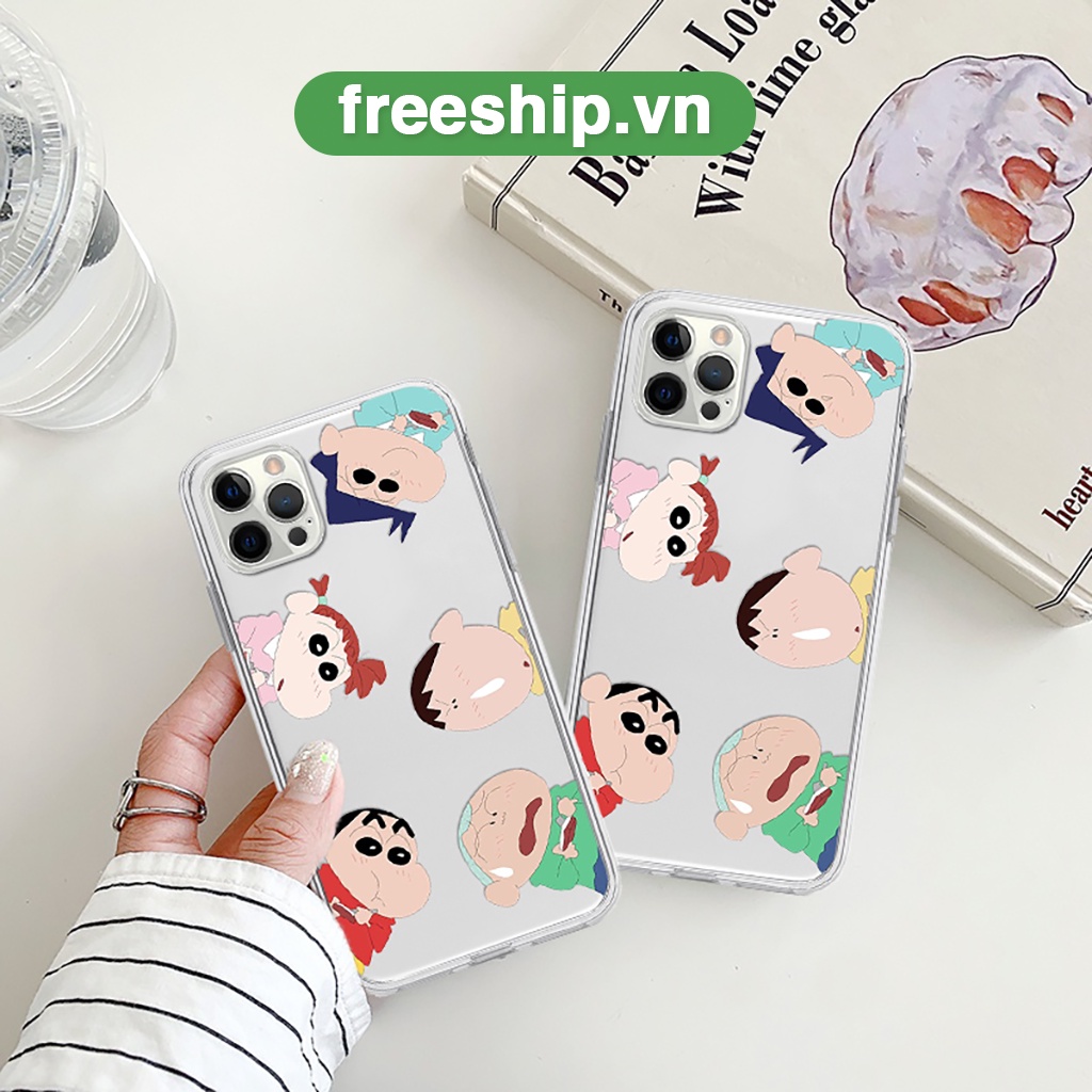 Ốp điện thoại iphone cạnh vuông cậu bé Shin bút chì và các bạn nhỏ 6/6splus/7/7plus/8/8plus/x/xr/xs/11/12/13/14/pro/max