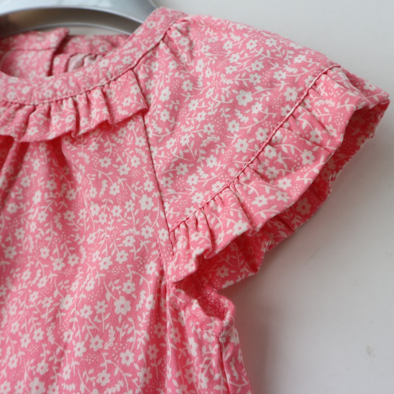 Áo váy sơ sinh bé gái C&A ngắn tay màu hồng 3-9 tháng tuổi xuất dư