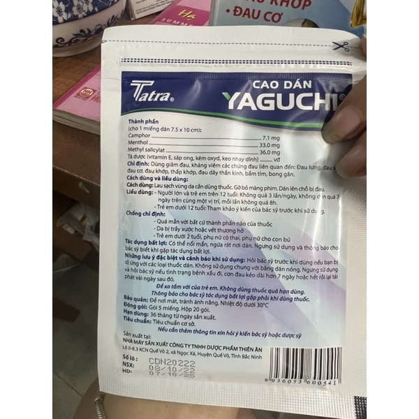 Cao dán giảm đau yaguchi