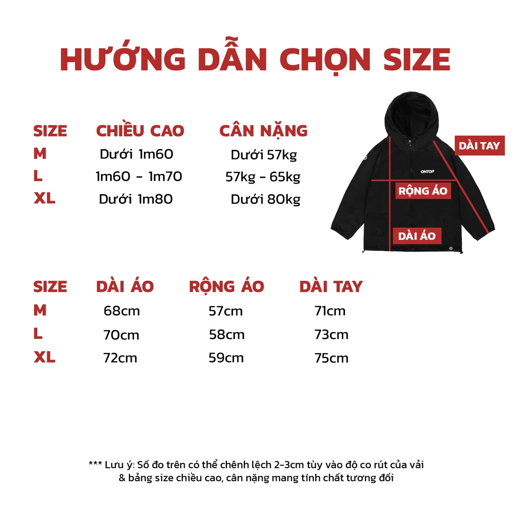 Áo khoác dù local brand có mũ ONTOP màu đen form rộng 2 lớp dây rút Worldwide | O13-AK2