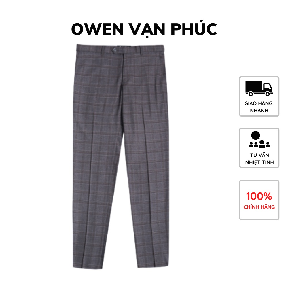 Quần Tây OWEN QST220668 Form Dáng Slim Fit Tăng Đơ Họa Tiết Kẻ Caro Tinh Tế Thanh Lịch Với Chất Vải Đàn Hồi Thấm Hút Tốt