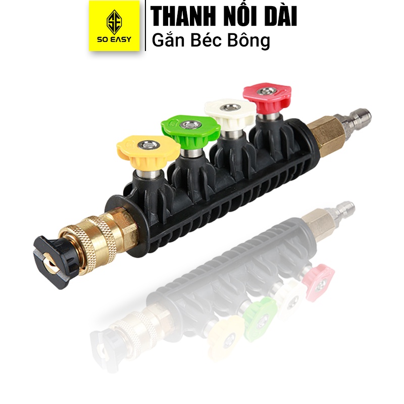Trọn bộ thanh nối gắn đầu vòi xúng kèm 5 béc xịt tăng áp C0004-44, đầu béc góc 045 cho rửa máy rửa xe áp lực cao, máy rử