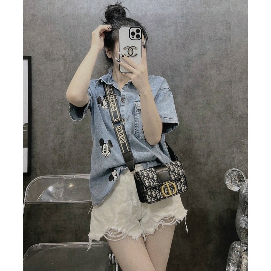 Túi đeo chéo Christian CD chất liệu vải dệt